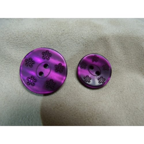 Bouton acrylique motif fleurs violet,de belle qualité,23 mm