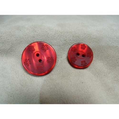 Bouton acrylique motif fleurs rouge,de belle qualité,18 mm