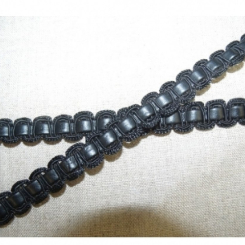 Ruban brillant simili cuir/ skai traversant noir,1.5 cm