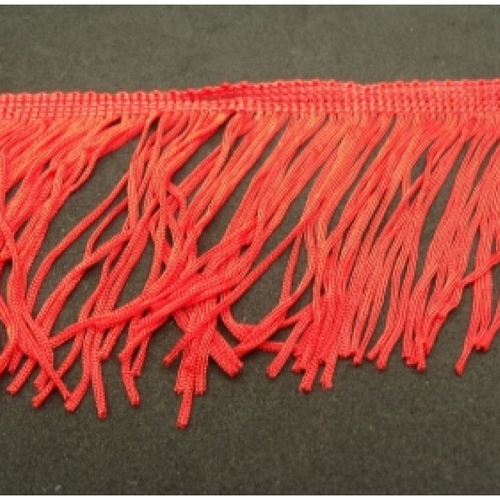 Ruban frange polyester viscose rouge, 10 cm, super tendance