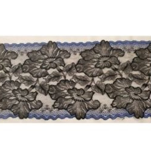 Nouvelle dentelle de calais noire indigo ,16 cm, de fabrication française
