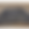 Applique perlé argent vieillit brodée sur tulle noir, largeur 25 cm / hauteur 13 cm