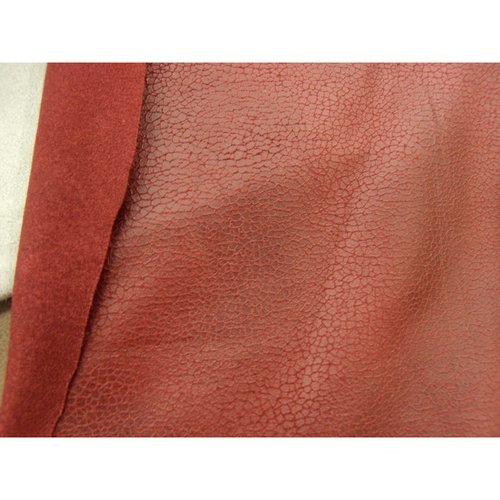Tissu skaï simili cuir rouge craquele,150 cm