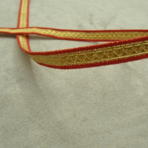Ruban militaire lurex rouge et or, 10 mm