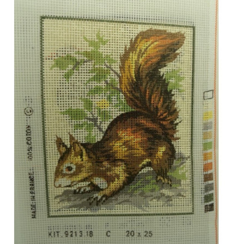 Canevas motif animaux ecureuil 20x25 cm