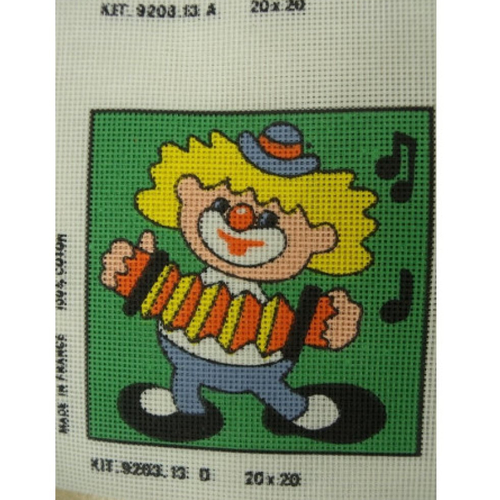 Canevas motif clown acordeon 20x20 cm