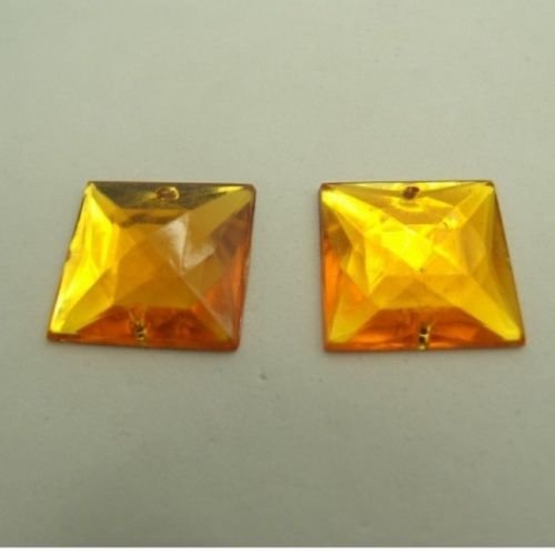 Promotion strass carré orange 2 cm x 2 cm, vendu par 10 strass