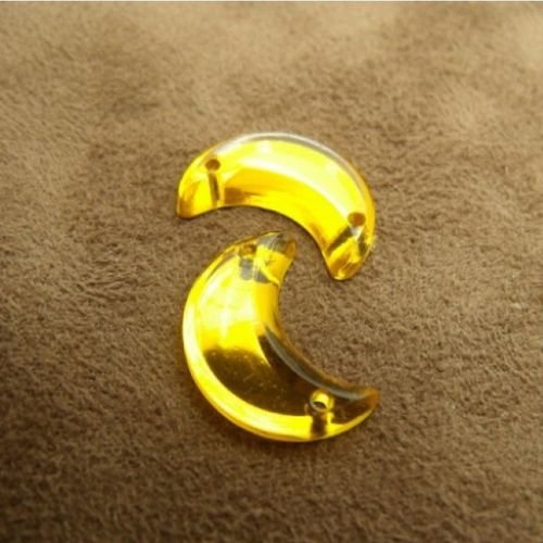 Strass lune jaune,16 mm,vendu par 20 strass