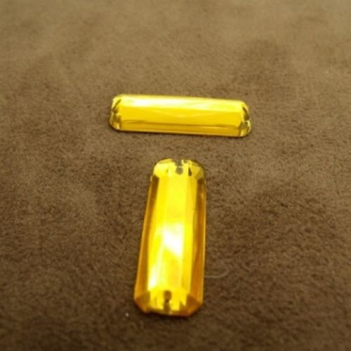Promotion strass rectangulaire jaune (25mm x 8mm), vendu par 20 strass
