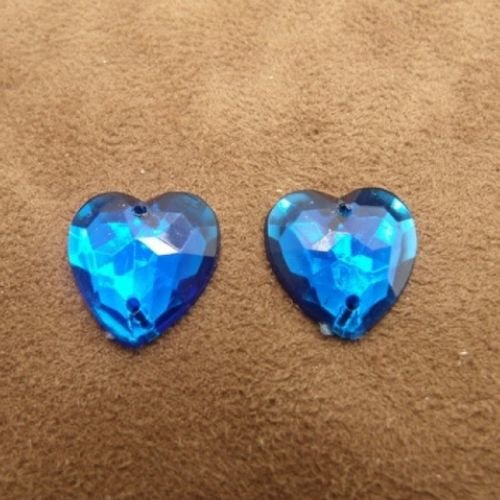 Promotion strass coeur bleu, 17 mm, vendu par 20 strass