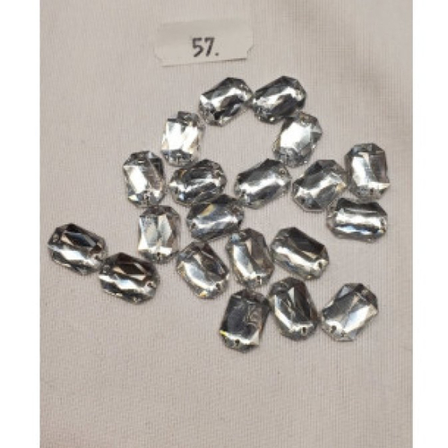 Lot de 20 strass acrylique hexagonal crystal argent 14 mm x 10 mm
