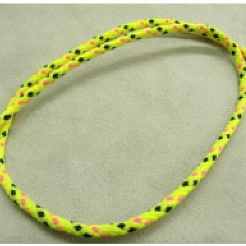 Lot de 5 metres cordon moucheté fluo en polyester jaune 4 mm