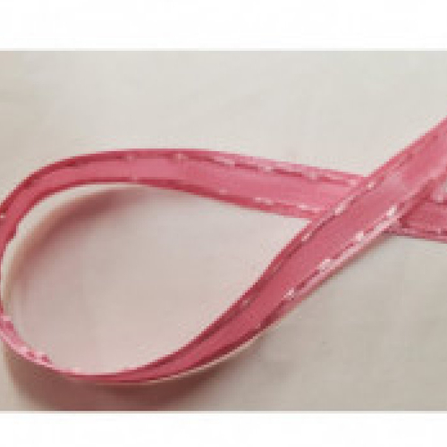 Ruban fantaisie surpiqué couture légèrement satiné rose ,10 mm