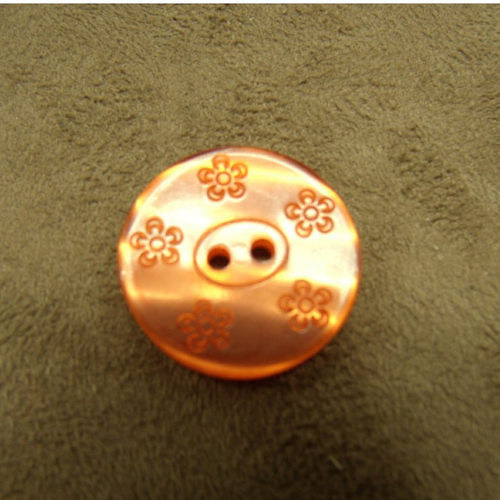 Bouton motif fleur 23 mm- orange foncé