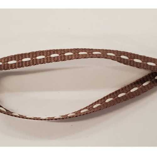 Lot de 8 metres gros grain chocolat surpiqué blanc 5 mm