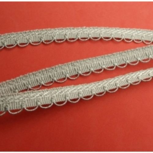 Lot de 5 metres ruban ameublement  gris perlé garnit lurex argent 12 mm