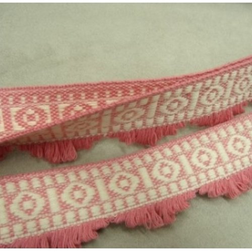 Lot de 10 metres ruban ameublement rose soutenu 100% coton 35 mm