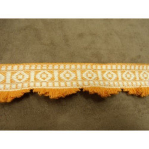 Ruban ameublement orange & blanc 100% coton 35 mm