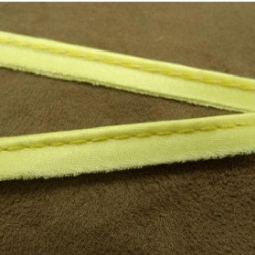 Lot de 10 metres ruban / biais passepoil satin jaune 10 mm