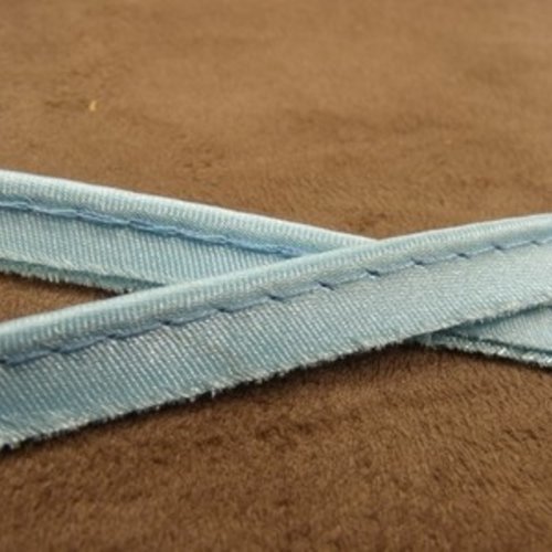 Lot de 10 metres ruban / biais passepoil satin bleu ciel 10 mm