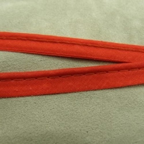 Lot de 10 metres ruban / biais passepoil coton rouge 10 mm