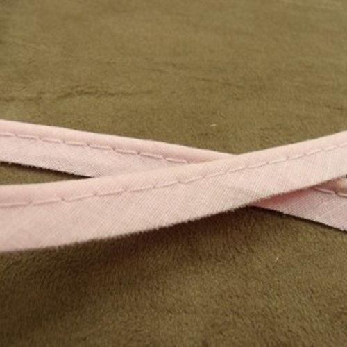 Lot de 10 metres ruban / biais passepoil coton rose pale 10 mm