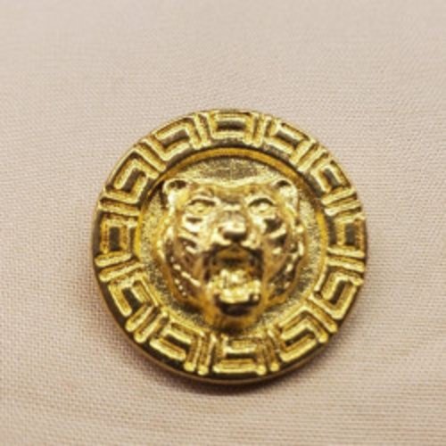 Bouton bijou en métal doré tête de tigre 23 mm