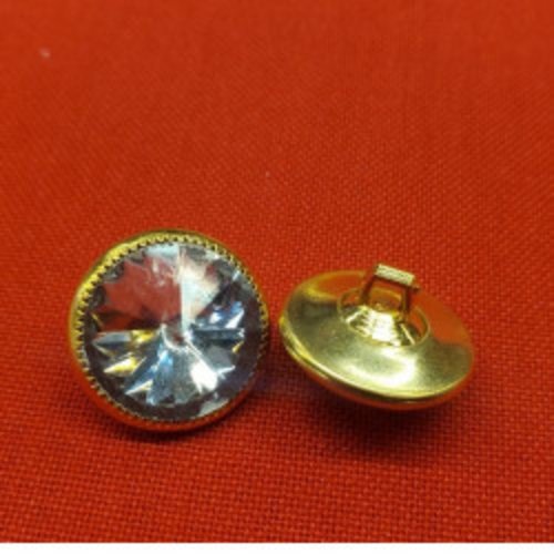 Bouton/bijou strass métallique léger doré 16 mm