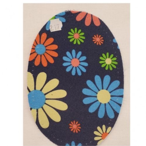 Coudières motif fleurs colorées sur fond bleu marine hauteur13,5 cm largeur 9,5 cm