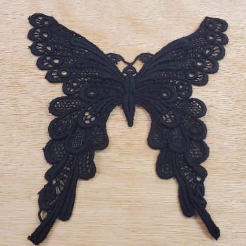 Applique brodé papillon en dentelle noire– élégant et raffiné