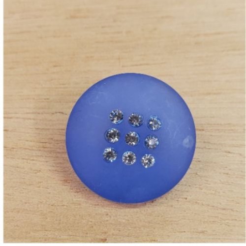 Bouton à coudre incrusté de petits strass bleu – 23 mm