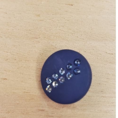 Bouton strass bleu nuit – 15 mm