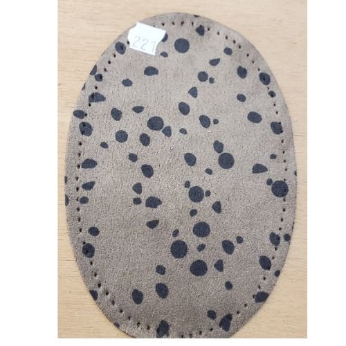 Coudières fantaisie suedine beige taupe à petits pois noirs – 13,5 x 9,5 cm – vendues par paire