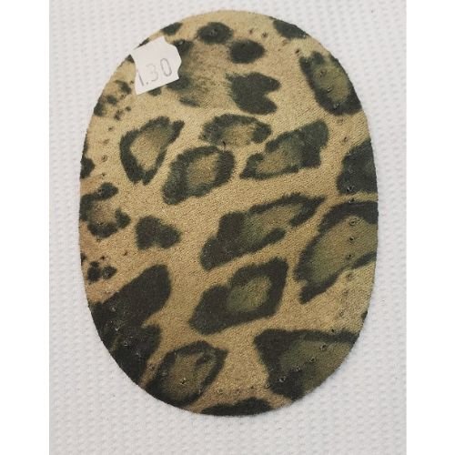 Coudières effet suédine beige imprimé léopard vert/gris – petit modèle (10,5 x 7,5 cm)