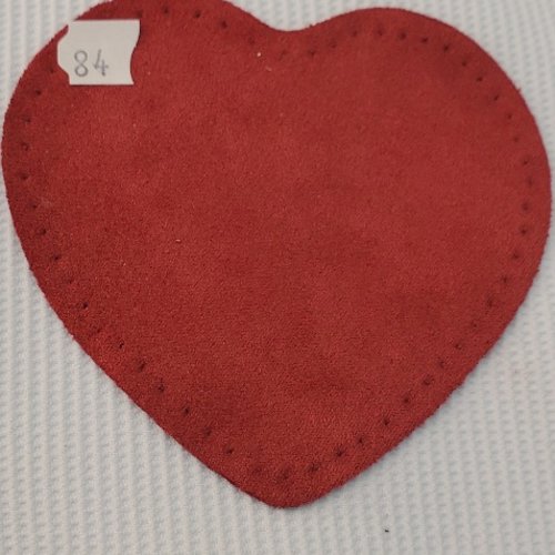 Coudière cœur simili daim rouge 10 x 10 cm – à coudre – vendue par paire