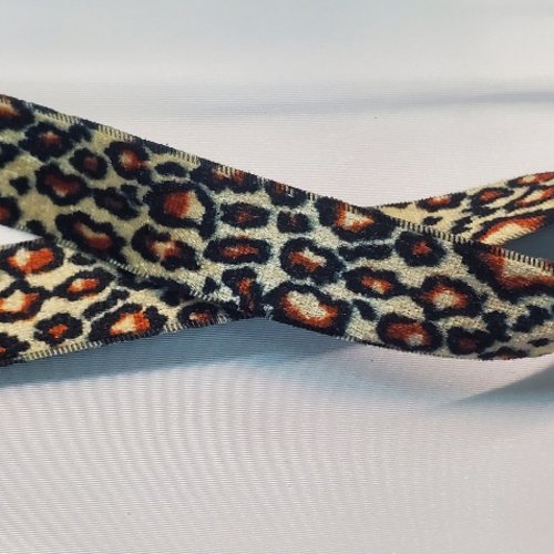 Ruban velours imprimé léopard 25 mm