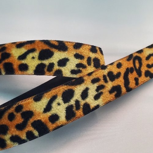 Ruban velours imprimé léopard 25 mm