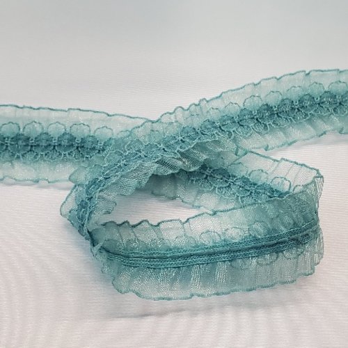 Ruban organza fleurs et volants 25 mm