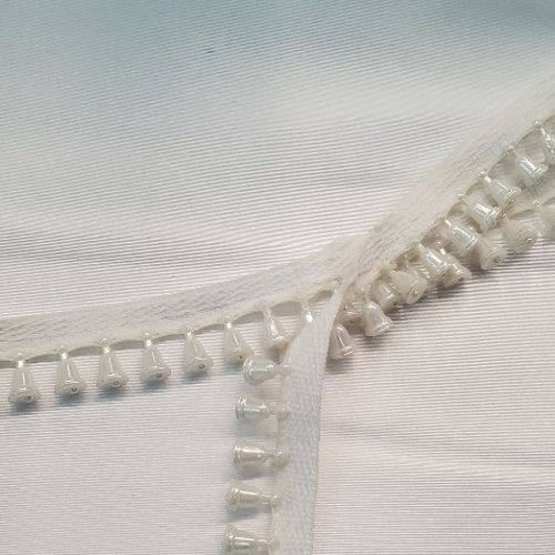 Galon ruban frange perlé blanc 20 mm