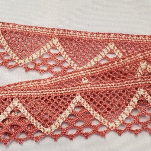 Ruban brodé rose saumon-3.5 cm