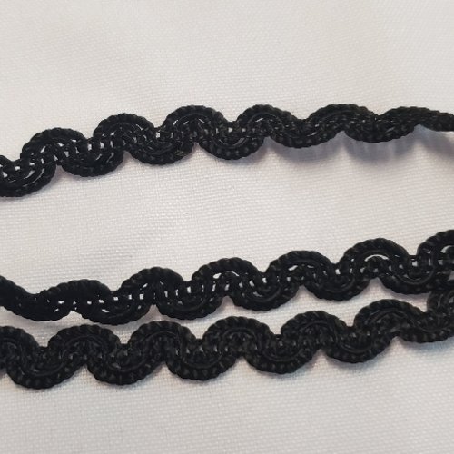 Ruban fantaisie croquet en viscose noir 10 mm