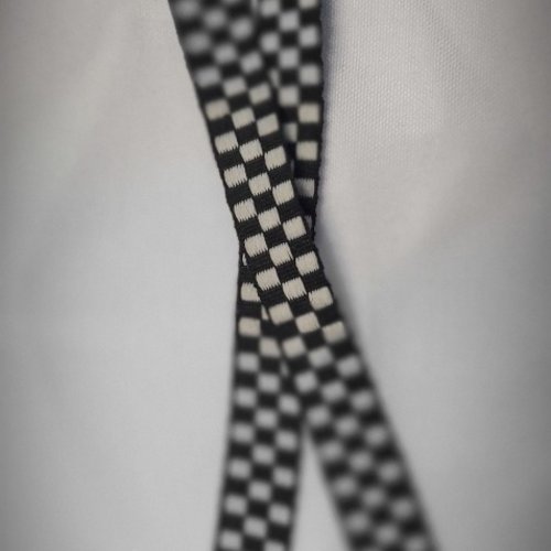 Ruban fantaisie damier noir et blanc 15 mm