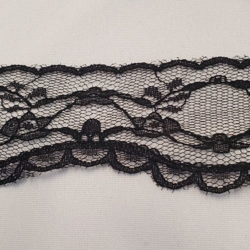 Dentelle de calais véritable noire 50 mm