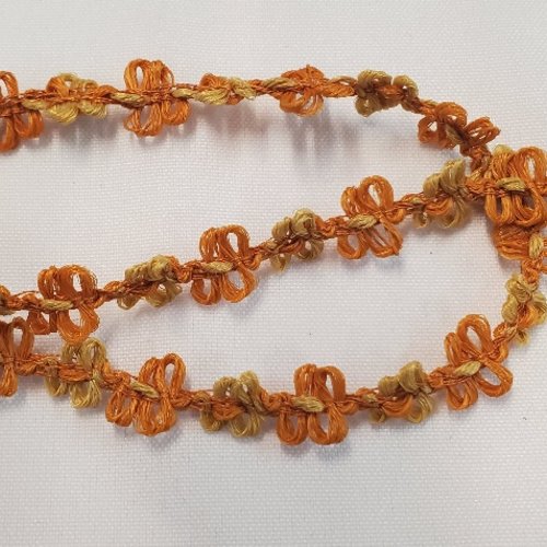 Ruban fantaisie à boucles orange et jaune 15 mm