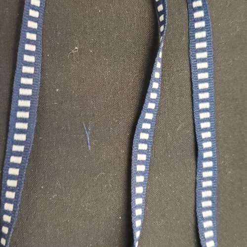 Ruban fantaisie bicolore marine et blanc 12 mm