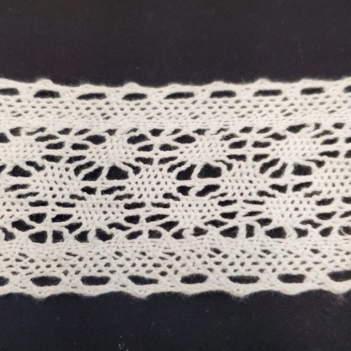 Ruban brodé pur coton blanc 50 mm - made in france