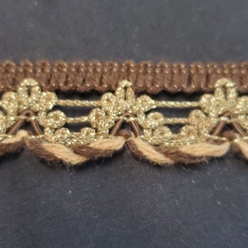 Ruban brodé lurex doré et marron 30 mm