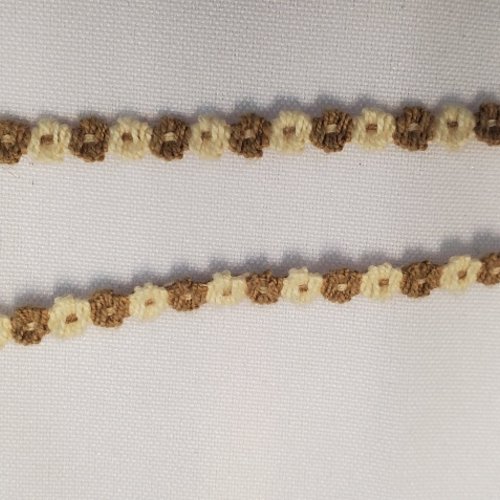 Ruban fantaisie fleurs brodées beige & marron 7 mm