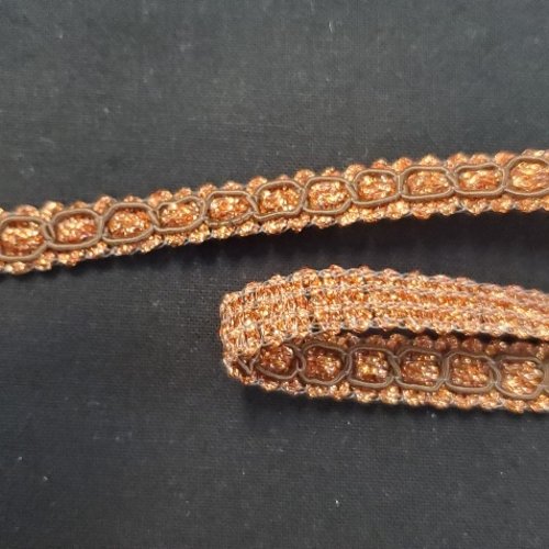 Ruban fantaisie tressé cuivré 8 mm