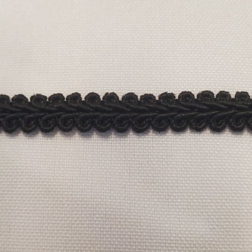 Ruban fantaisie tressé noir 8 mm - 100% coton
